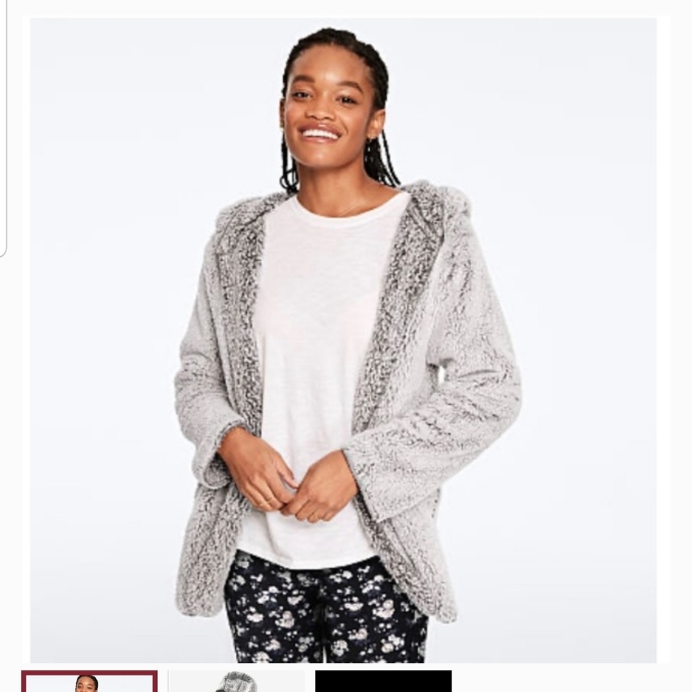 PINK sherpa cardigan with hood